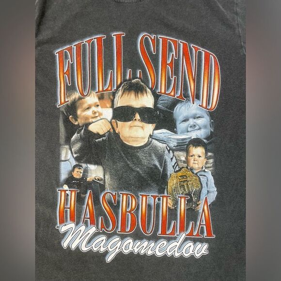 Full Send Hasbulla Magomedov Graphic T-shirt Women Small Gray Short Sleeve - Picture 2 of 5